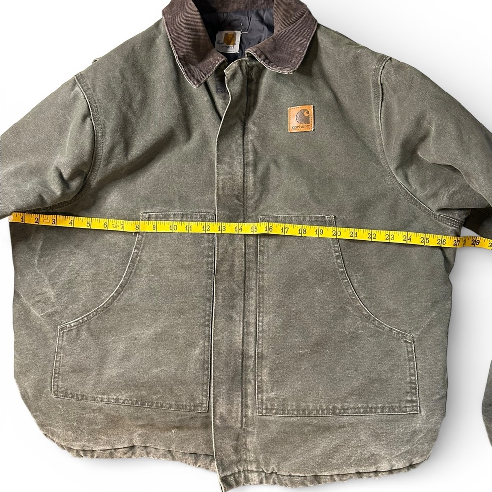 Vintage Carhartt Detroit Jacket Moss Green Duck Canvas Workwear XL - Picture 12 of 14